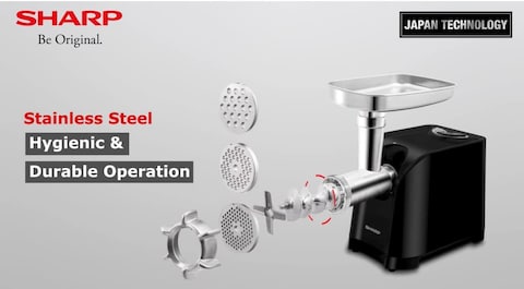 Sharp 2200W 3 Disc Meat Mincer/Grinder/Sausage/Kebab Maker Eg Pl41 K3, Japan Blade With Reverse Function, Black Silver