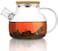 Lushh Glass Teapot with Bamboo Lid and  Removable Infuser,Perfect for Loose Leaf and Blooming Tea,1000ML