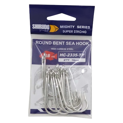 Shirudo Mighty Series Round Bent Sea Hook HC-2335-TP Silver 12 PCS