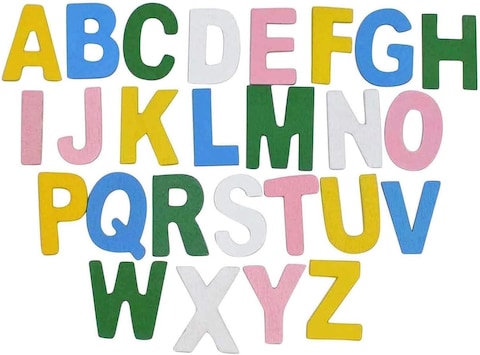Creative Wooden Craft Letters with Wood Storage Tray Set,Natural Blank Unfinished Wooden Alphabet Letters for Kids Learning Gift,Home Decoration ( Multicolour)