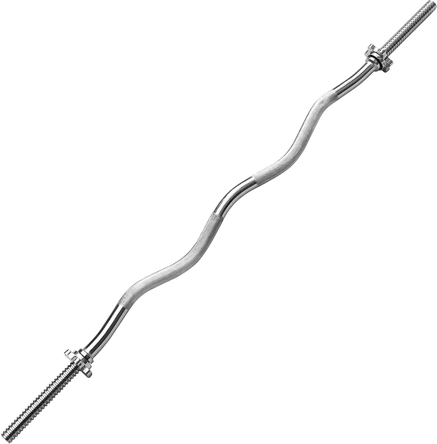 Buy Max Strength Barbell Weight Bars 47 Inch Ez Curl Spinlock Threaded ...