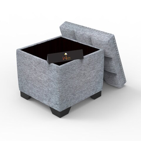 Eccentric Stool Cum End Table with Storage (Light Grey)
