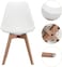 GDF Modern Dining Chair Plastic Shell With Leather Cushion on Seat &amp; Wooden Legs White ColorModel- JEAM2 (No warranty for furniture items)