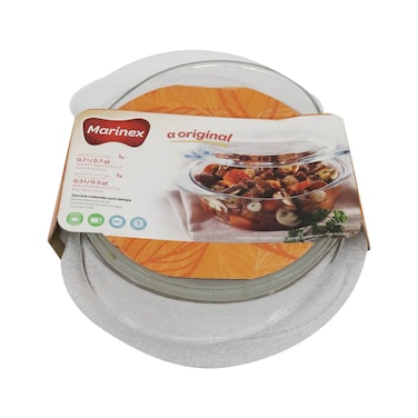 Marinex Round Glass Casserole With Lid Clear 1L