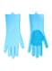 Generic Magic Silicone Gloves With Wash Scrubber Blue 13.6 x 6.1inch