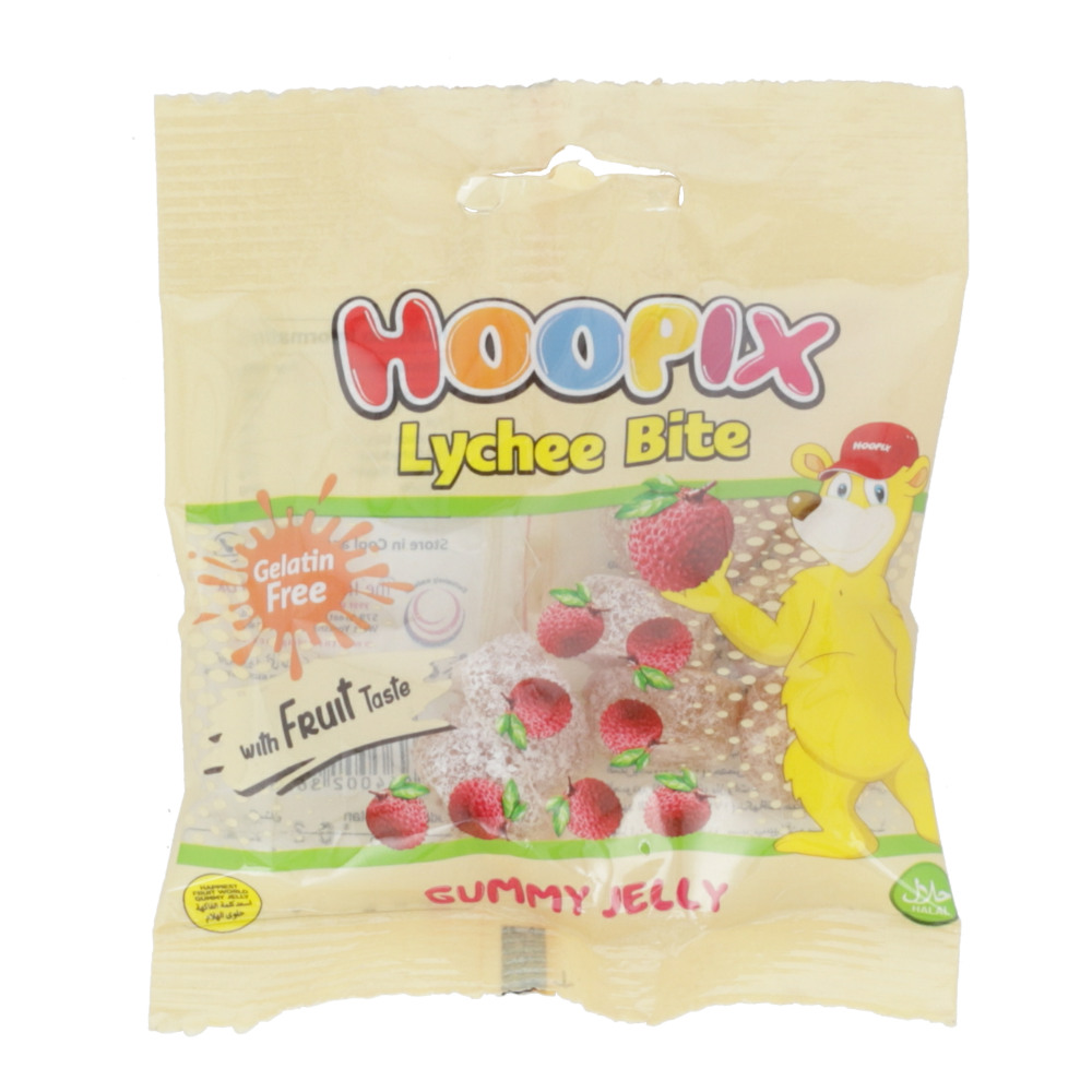 Hoopix Lychee Bite With Fruit Taste Gummy Jelly 30 gr