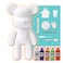DIY CREATE YOUR OWN UNIQUE ACRYLIC FLUID POURING PAINT MONEY SAVING BEAR (13 inch - 33 cm) COMPLETE SET, Colors: White, Dark-Purple, Gold, Mint-Green, Orange, Fun Creative Gift