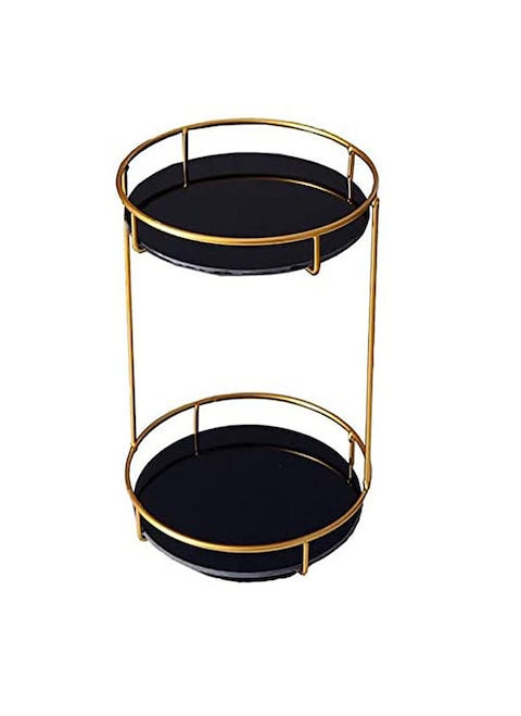 2-Layer 360 Degree Rotating Cosmetic Holder Stand Black/Gold