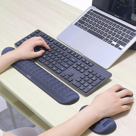 Rubik Memory Foam Keyboard And Mouse Wrist Rest Pad, Ergonomic Hand Palm Support, Memory Foam, For Gaming, Computer, PC, Laptop, Mac Typing And Wrist Pain Relief