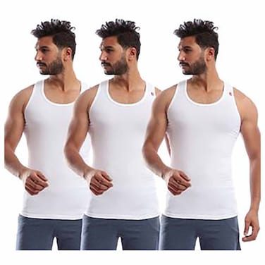Cottonil Underwear Vests For Men - 3 Pieces - Size 7 - White