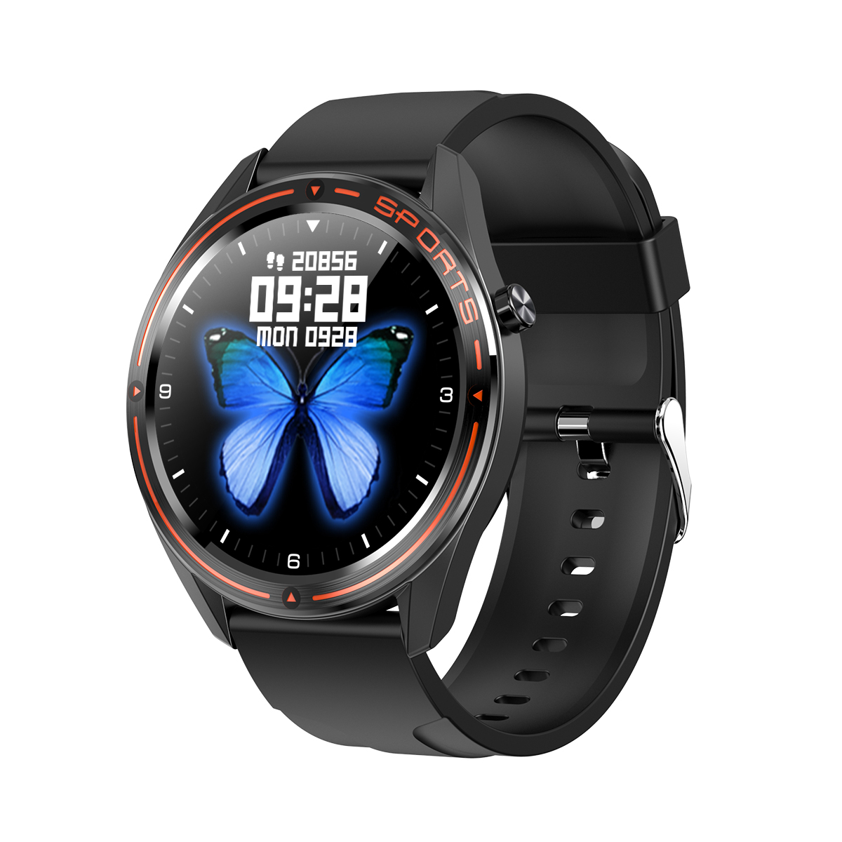 Generic- WB02 Smart Watch 1.3-Inch Full-Touch TFT Display IP68 Waterproof Sports Watch BT5.0 Heart Rate/Blood Pressure/Sleep Monitor 8 Workouts Modes Fitness Tracker Pedometer Notification/Sedentary