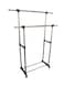 Generic 2-Pole Garment Laundry Rack Stand Silver/Black