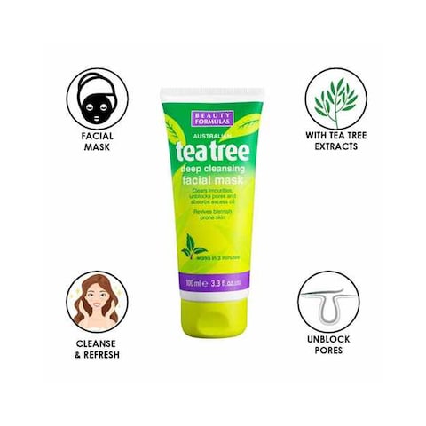 Beauty Formulas Tea Tree Deep Cleansing Facial Mask Green 100ml
