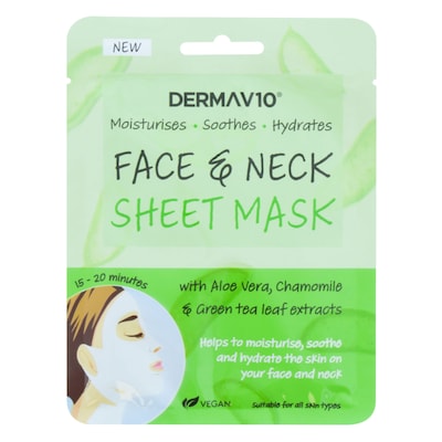 Derma V10 Aloe Vera Chamomile Face And Neck Sheet Mask