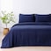 Luna Home King Size 6 Pieces Premium Satin Stripe Duvet Cover, Dark Blue