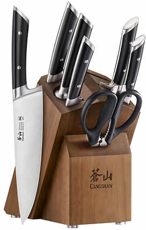 Cangshan Rainier Series German Steel Forged 8 - Piece Knife Block Set (Black)
