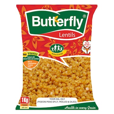 Butterfly Lentils Oily Toor Dal 1Kg