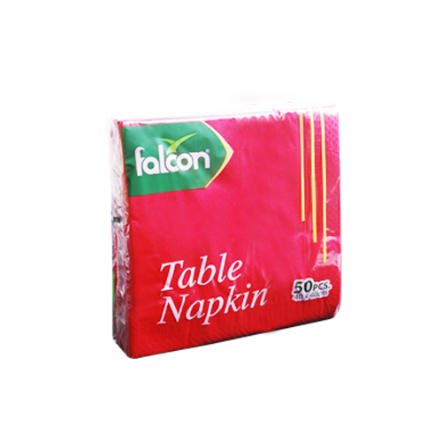 Falcon Paper Napkin Red Disposable 40 x 40 CM (1 Pack x 50 Sheets)