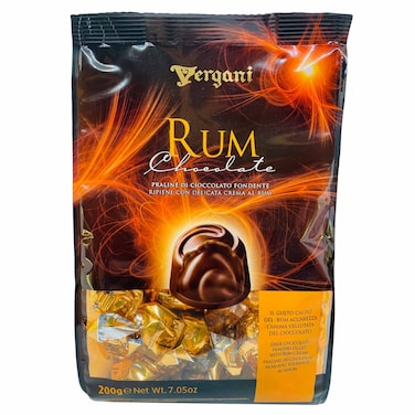 Vergani Rum Dark Chocolate Praline 200g