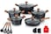 Dessini 17-Piece Non Stick Granite Cookware Set 20/24/28/32cm Casserole, 28cm Shallow Casserole - PFOA Free