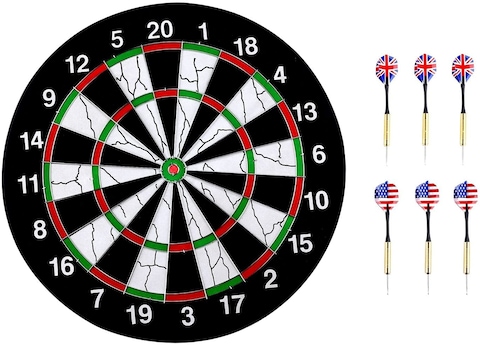 ULTIMAX Professional Dartboard Sets of 6pcs Dart Flights for Leisure Sports and Games 45 cm Darts Dartboard Game Set- Model No.18123