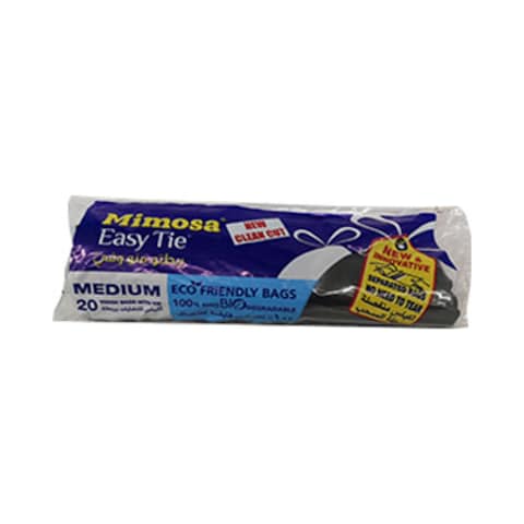 Easy Tie Bags Black Medium 20 Pieces