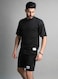 Mei Stylish Men`s  Activewear Solid Breathable T-shirt and Short Set, M Size, Black