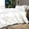 Luna Home Silky Satin, King Size 6-Piece Duvet Cover Set, Plain White Color