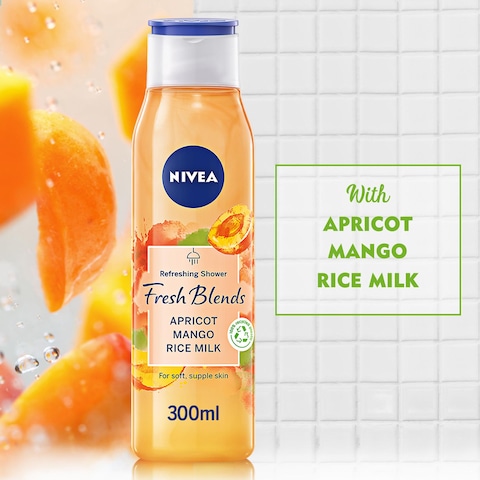 NIVEA Shower Gel Body Wash Fresh Blends Apricot and Mango and Rice Milk 300ml