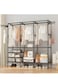 3-Tier Garment Rack Shelf Organizer with 2-Hanger &amp; Hooks Multifunctional Clothing Wardrobe and Shoe Storage Organizer Freestanding Coat Iron Stand for Clothes and Shoes (Black)