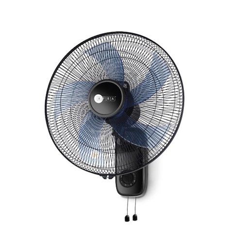 AFRA Wall Mount Fan, 16 Inch, 60w, 5.5m3/Min Flow Rate, 90&deg; Oscillation, RPM 1250 With 3 Speed Setting, Black, AF-1612WFBK, 2 Year Warranty