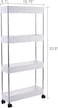 4 Tier Slim Storage Cart Organizer with Wheels, Narrow Mobile Shelving Unit Cart, Rolling Tower Utility Rack for Small Spaces, Kitchen, Bathroom, Laundry Room-White