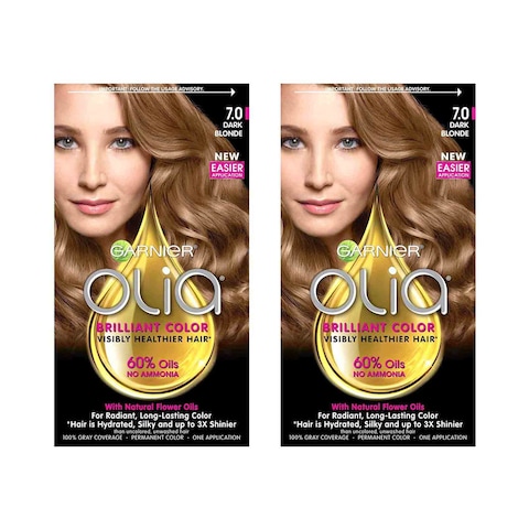 Garnier Olia Ammonia-Free Permanent Hair Colour 7.0 Dark Blonde Pack of 2