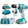 TOTA L Premium Quality Li-ion Impact Drill, 20V / Fast Charger / 2 Li-ion Battery / 50 Pcs Accessories &amp; Screws &amp; Bits Sets / Canvas Bag - TIDLI2002