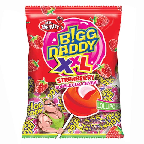 Mr. Berry&#39;s Bigg Daddy American Party Centre Bubble Gum Lollipops 10 Pieces