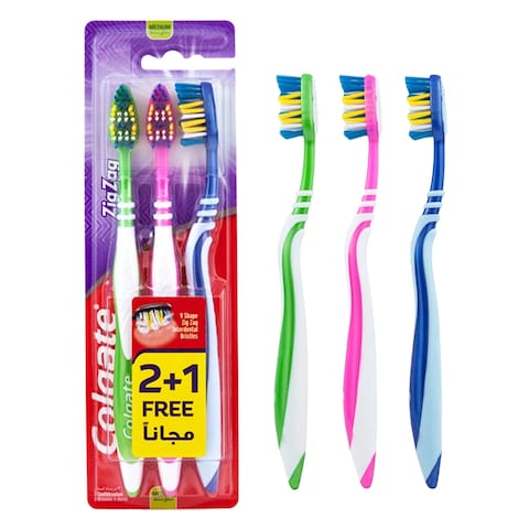 Colgate Zig Zag Toothbrush Medium 2 Pieces 1 Piece Free