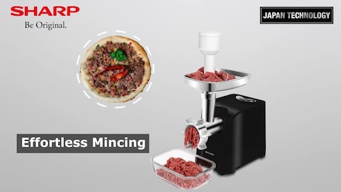 Sharp 2200W 3 Disc Meat Mincer/Grinder/Sausage/Kebab Maker Eg Pl41 K3, Japan Blade With Reverse Function, Black Silver