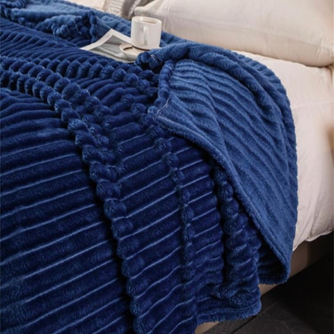 Luna Home Throw Striped Blanket Super Soft, Blue Color