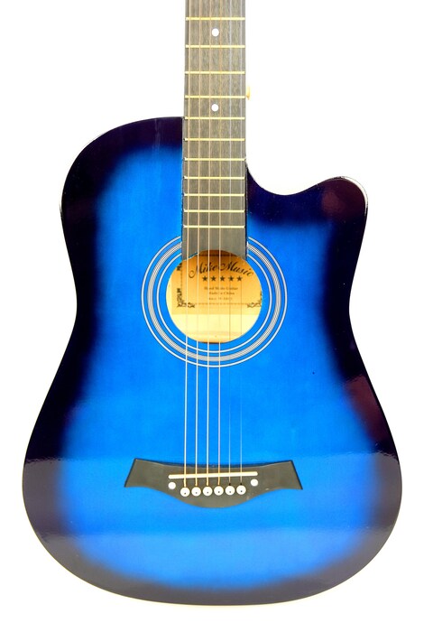 Mike Music 38 inch Acoustic Guitar with bag and strap and Extra String and Capo Right Hand (38 inch glossy, blue)