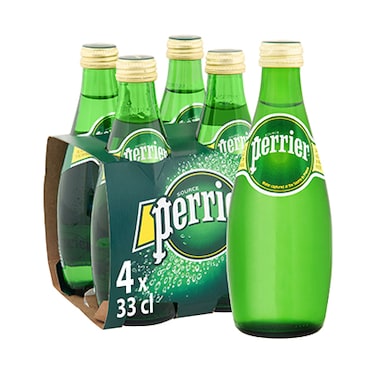 Perrier Sparkling Water Glass Bottle 330ML X4