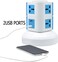 Generic 2 Layers Extension Outlet With 2 USB Ports, Universal Vertical Multi Socket, 2.8M Cord and UK-Plug Multi Charging Station (Blue)