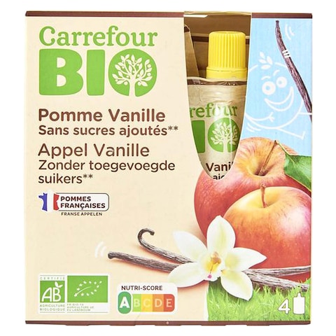 Carrefour Bio Apple Vanilla Compote 90g Pack of 4