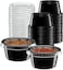 Vsell24 100Pc 2 Ounce Plastic Disposable Portion Cup Containers With Lid Sauce Jello Shot Souffl&eacute; Sampling Cups Black
