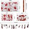 Homkit 5Pcs Halloween Bloody Handprint Set Include Knife Hanging Banner, Bloody Table Cloth, Bloody Handprints And Footprints Window Stickers And Skull Warning Belt