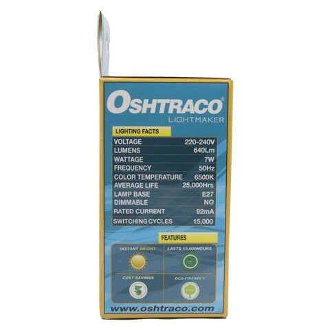 Oshtraco 7W LED Bulb E27 Cool Daylight