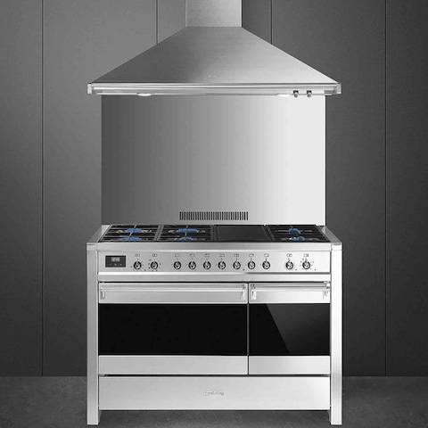 Smeg Classica Gas Cooker A3-81 Silver/Black 120cm