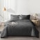 Comfy 6-Piece King Size Cotton Faux Fur Solid Comforter Set-Dark Grey