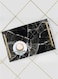 Lowha Decorative Acrylic Serving Tray With Gold Metal Handles And Marble Design 20x30 cm