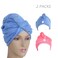 Htovila-2pcs Soft Microfiber Quick Dry Hair Drying Towels Water-Absorbent Dry Hair Cap Bath Shower Wrap Turban Towel with Button for All Hair Types and Lengths