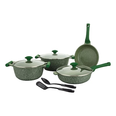 Prestige Essentials Cookware Set Green and Black 9 PCS